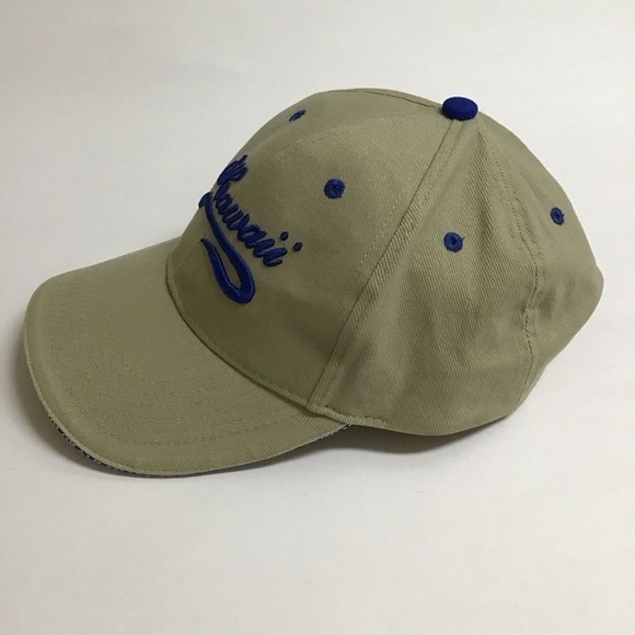 Hawaii Surfware Hat Khaki Blue Embroider Dad Cap Islands Written Brim All Cotton - Picture 9 of 15